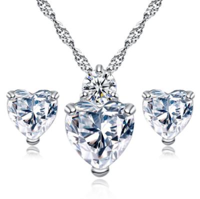 China CLASSIC Fashion Wedding Accessories Bride Zircon Necklace Stud Jewelry Set for sale