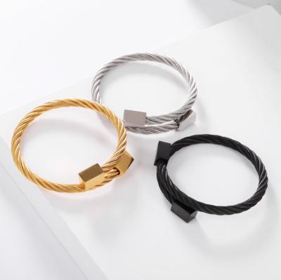 China TRENDY Open Square Stainless Steel Bracelet Fashion Jewelry Manufacturers Wholesale for sale