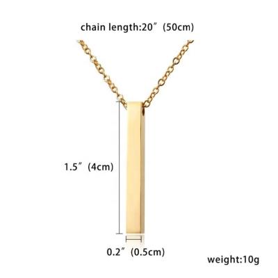 China Personalized Stainless Engrave Stainless Steel Bar Necklace, Christmas Gifts for Women/Men. for sale