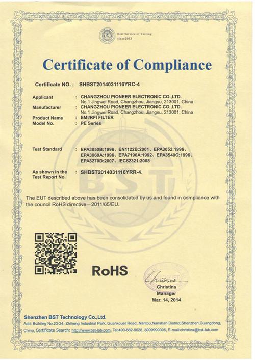 RoHS - Changzhou Pioneer Electronic Co., Ltd.