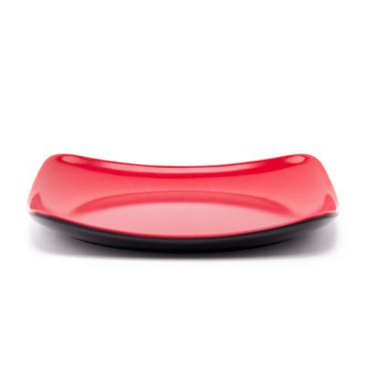 China Black And Red Melamine Dish 7.5 Inch Square Melamine Sustainable Dinnerware Hotel Plastic Western Dish for sale