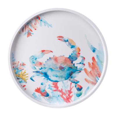 China Custom Tableware Rustic Look Seabed Coral Crab Printing Melamine Dinner Dish Set Wholesale Viable for sale