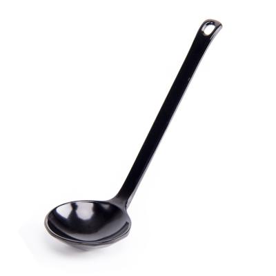 China Long Handle Japanese Shiny Black Hot Viable Dinner Selling Ramen Rice Soup Melamine Plastic Spoon for sale