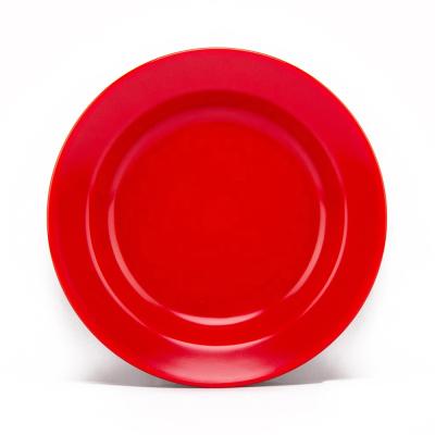 China Viable Cheap Round Dinner Plate Deep Black And Red Two Color Wholesale Restaurant Dinner Plate for sale