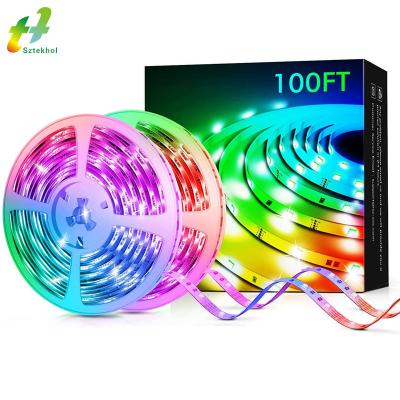 China Warehouse Led Strip Smart Flexible Diode Strip Light Alexa Wifi Voice Control Tuya Waterproof Lamp RGB 5050 Lux for sale