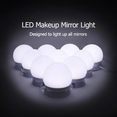 China Modern Hollywood Style Led Bulb Lights 10 Led Mirror Bulbs Dimmable Kit Usb Vanity Mirror Lamp for sale