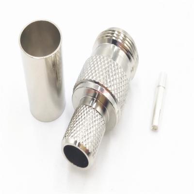 China Free Samples RF N RG8 Brass Straight Coaxial Jack Crimp RF Female Connector for sale