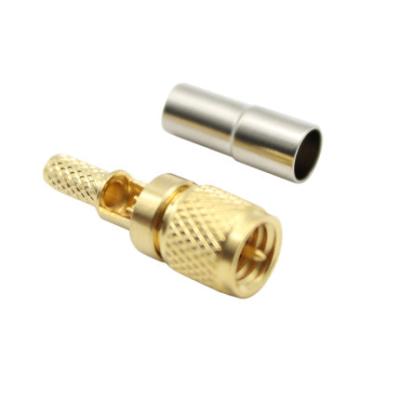 China RF Gold Plated Crimp Type Microdot 10-32 M5 Male Connector (Plug) For RG316 RG174 Coaxial Cable for sale