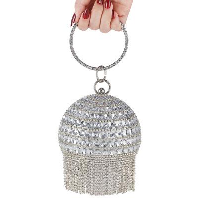 China 2021 high quality fashion dinner party handbag small glitter round ball clutch handbag party wedding purse for women for sale