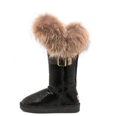 China Fashion Trend Custom Logo Fashion Furry Winter Women Warm Hairy Fur Striping Lady Sheepskin Snow Fur Rejects Shoes for sale