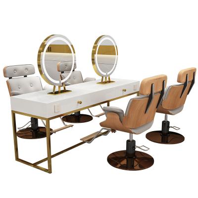 China Foshan Foshan Hot Selling Large 2/4/6 Seater Barber Shop Lighted Modern Hairstyle 2/4/6 Stations for sale