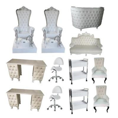 China Factory Hot Selling Big White Pedicure Spa Chair Foshan Beauty Salon Set Throne Luxury Pedicure Spa Chair With Bowl for sale