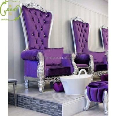 China 2019 Antiques Luxury White Back Throne Pedicure Chair Fashionable Spa High Chair Pedicure Salon Chair for sale