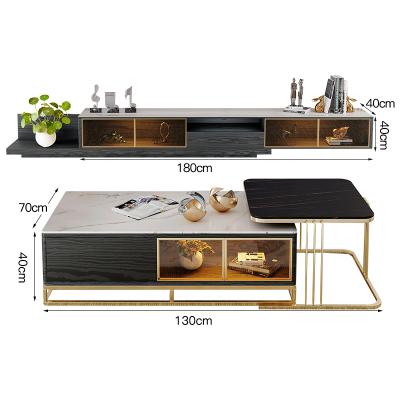 China Eco - Friendly Modern Contracted Lacquer Rock Panel Tea Table TV Cabinet Combination for sale