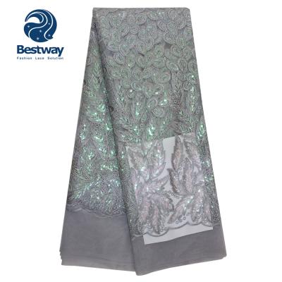 China New Arrivals Bestway French Lace Fabric Viable Embroidery Tulle Lace Sequins for sale