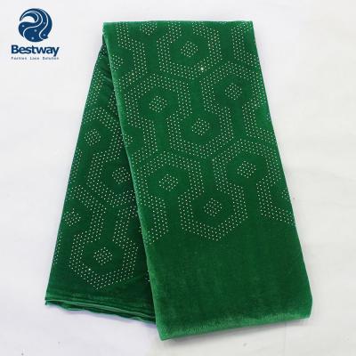 China Africa Velvet Lace Fabric Bulk Bestway Lace Fabric Viable Market With Stone for sale