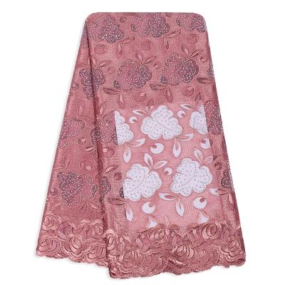 China Bestway Clear Sustainable Stock Embroidered Nigerian French Lace With Stones for sale