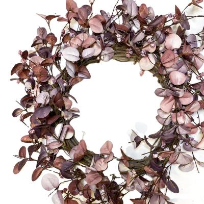 China Plastic Fabric Iron Foam Door Wreath, Artificial Orange Autumn Wreath for Front Door, Autumn Front Door Decorations Wall Decor for sale