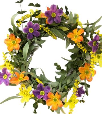 China Artificial Flowers Garland Wreath Iron Fabric Foam Plastic Wedding Decorative Flowers for sale