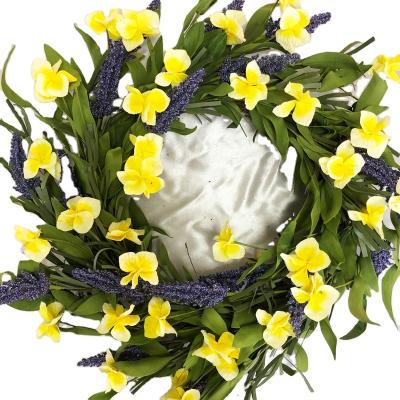 China Hot Sale Plastic Flower Wreath Artificial Foam Fabric Iron Wreath For Front Door Decoration for sale