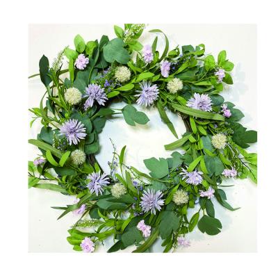 China Factory Direct Selling Fabric Iron Foam Plastic Dry Flower Christmas Spring Artificial Wreath for sale