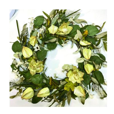 China Plastic Fabric Iron Foam Garlands And Garlands Spring Artificial Christmas Wreath Beautiful for sale