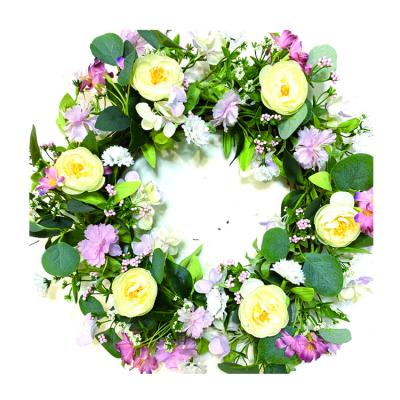 China Wholesale Foam Plastic Fabric Iron Artificial Green Wreaths And Door Decorative Lovely for sale