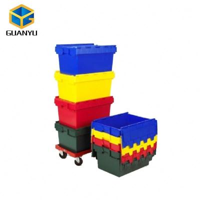 China Protect Easy Moving And Storage Logistics Packaging Plastic Box With Lid Attached for sale