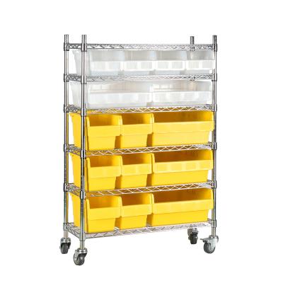 China High Quality Industrial Wire Shelving Cart With Bins for sale