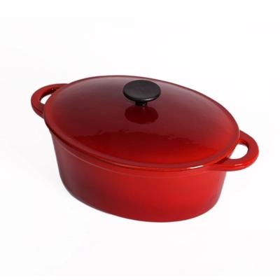 China Red Oval Cast Iron Enamel Coating Pot Casserole Sustainable Set Oven Non Dutch - Stick Metal Kitchen Beware Pot for sale