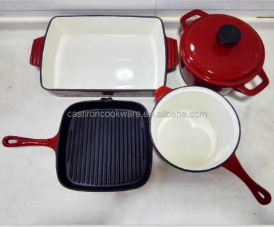 China Sustainable 4 Piece Enameled Cast Iron Parini Cookware Set for sale