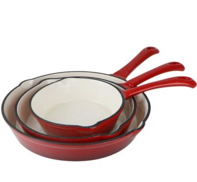 China Cast Iron Round Ceramic Skillet Stocked Baking Dish With Diameter16cm 20cm 25cm for sale