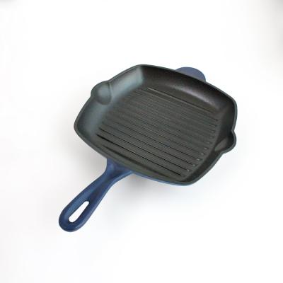 China Steak BARBECUE Cast Iron Enamel Square Grill Sustainable Hot Selling Frying Pan for sale