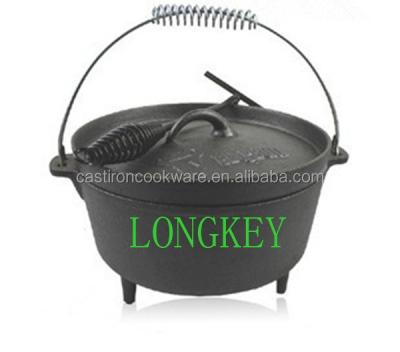 China Outdoor Picnic Camping Preseasoned Nonstick Cast Iron Potjes With 3 Legs for sale