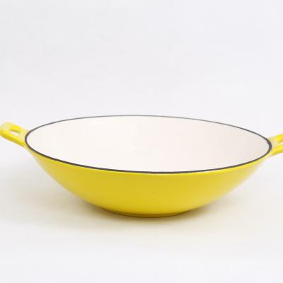 China Viable New Hot Selling Colorful Enamel Cast Iron Wok Set for sale