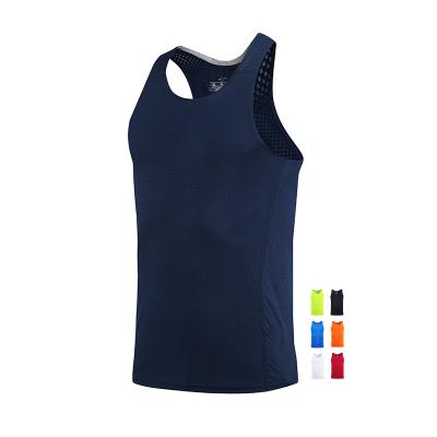 China Anti-pilling Custom logo running workout tank top quick dry mesh polyester fitness sport gym vest for men for sale