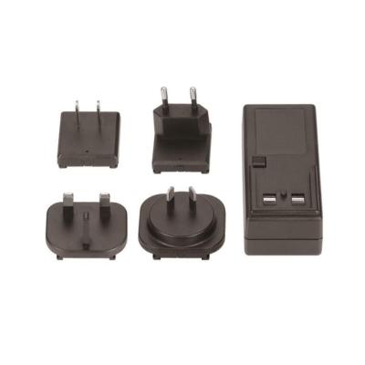 China Black 9V 12V 24V 36V EN60601 Medical Power Adapter With Interchangeable Plug for sale