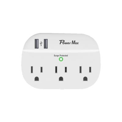 China 3-Outlet Wall Mount Surge Protector Power Strip with 2.4A Dual USB Charging for sale