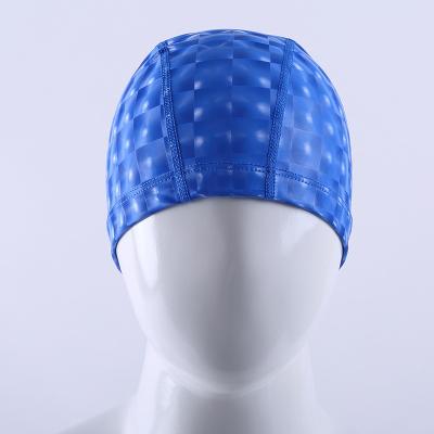 China Waterproof Plaid PU Elasticity Bath Waterproof/Swimming Cap Top Covers Ear Protector Hats Exercising And Packing With Logo Printed Customized for sale