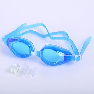 China Factory Waterproof Unisex Swimming Goggles With Ear Plugs And Nose Clip No Leaking Kit Adjustable Swimming Glasses for sale