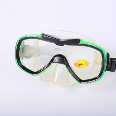 China Outdoor Snorkeling Sports Mirror Style Tempered Glass Safety Snorkeling Large Frame Diving Goggles Fashionable Free Mask for sale