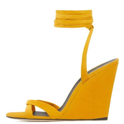 China Fashion Trend Plus Size Strappy Wedge Sandals For Women 2020 Ladies Wedges Shoes for sale