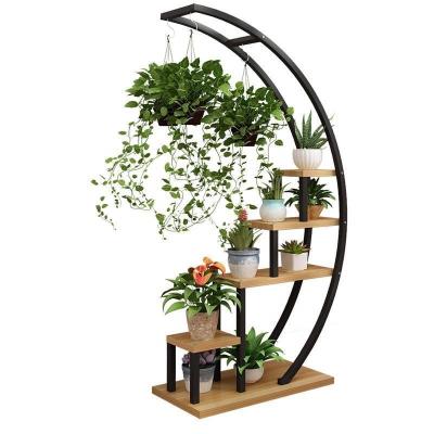 China Crescent Shaped Living Room Home Indoor Multi-Layer Space Balcony Decoration Flower Shelf Planter Rack Casual for sale