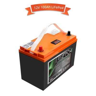 China ABS New Design 12V 100AH ​​LiFePO4 Cells 12.8V Lithium Iron Phosphate Housing Element BMS Battery 6000 Cycles For Offroad RV Campers for sale