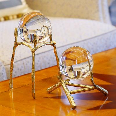 China Nordic Modern Minimalist Art Creative Crystal Ball Items Supply High Quality Copper For Home Decor Ornaments for sale