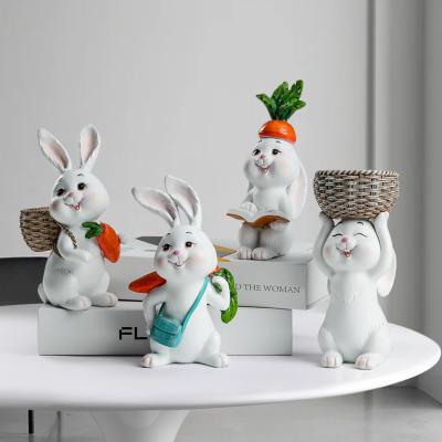 China Ldyllic Rabbit Girl's Bedroom Decoration Traditional Rabbit Resin Rabbit Animal Garden Yard Rabbit Animal Decor for sale