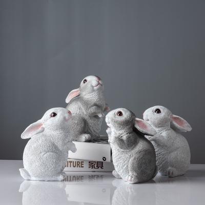 China Traditional gray rabbit animal simulation landscape villa garden decoration outdoor for yard layout lawn decoration for sale