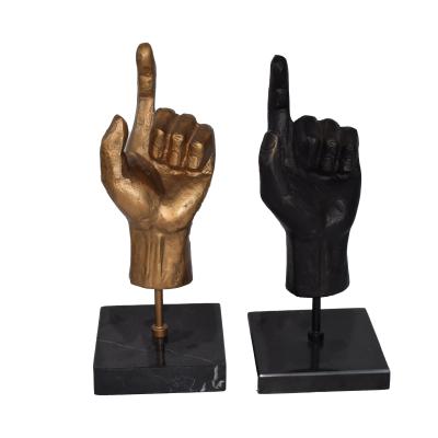 China Wholesale Hand Made Material Flared Hand Accessories Black+gold Alloy+marble Flared Hand For Home Decoration for sale