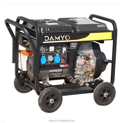 China 730*495*655 single phase 50HZ 6KW 6KVA 6000W portable diesel welding generator for sale