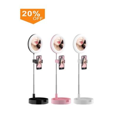 China Selfie Ring Light with Mirror Amazon Best-Selling Selfie Light Ring LED Light Circle Clip USB Rechargeable Portable Makeup Mirror for Phone for sale